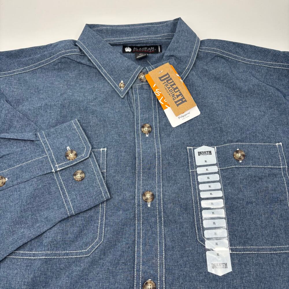 Alaskan Hardgear by Duluth Mens XL Blue Long‎ Sleeve Button Down Shirt NWT